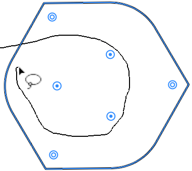 Use the Lasso tool to select corner rounding handles.