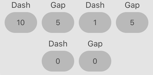 Settings for a custom dashed line pattern