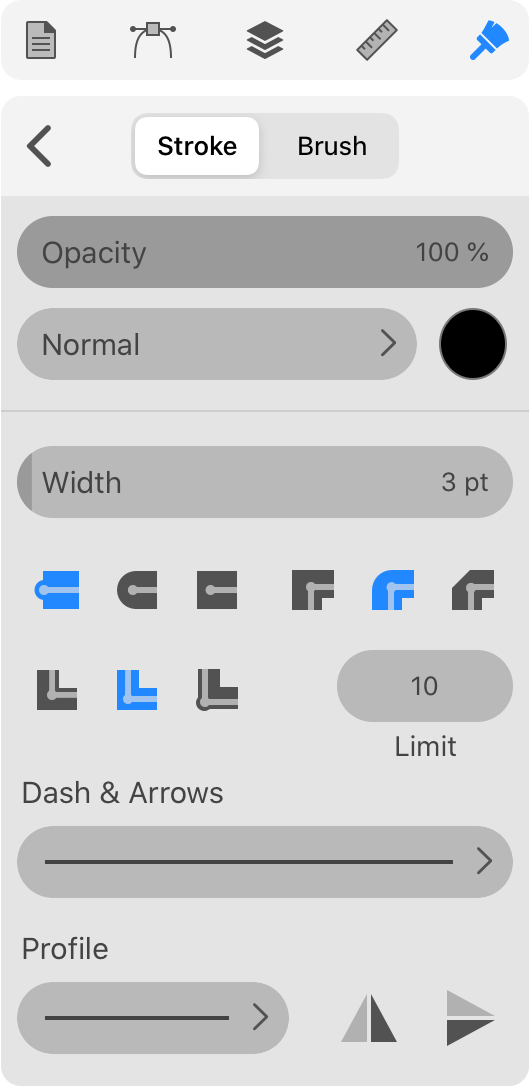 Panel with stroke properties