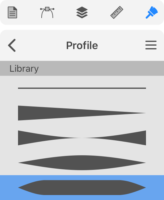 Stroke profile options in the Appearance panel.