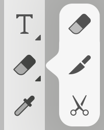 Set of tools that inclused the Eraser, Knife and Scissors