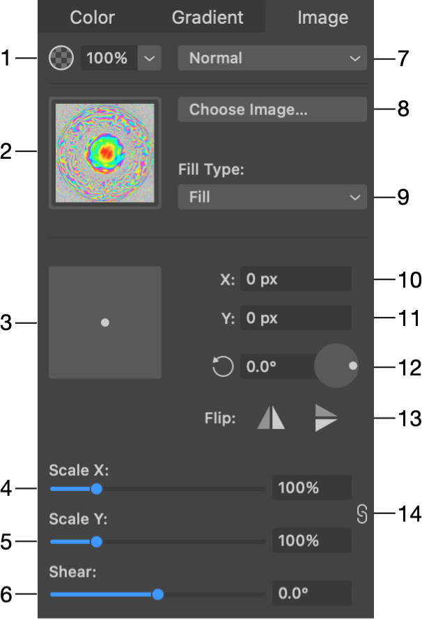 The Image section of the Color panel