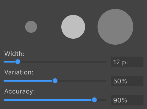 The Pressure settings for the Draw tool