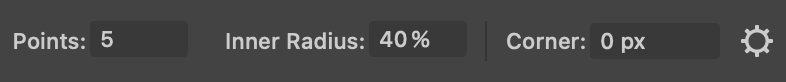 Properties of the Star object in the Control panel.