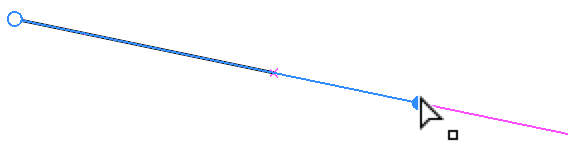 Smart guide displaying the extension of a line.