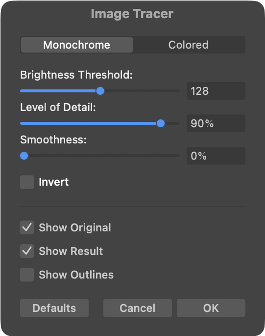 Monochrome tracer UI