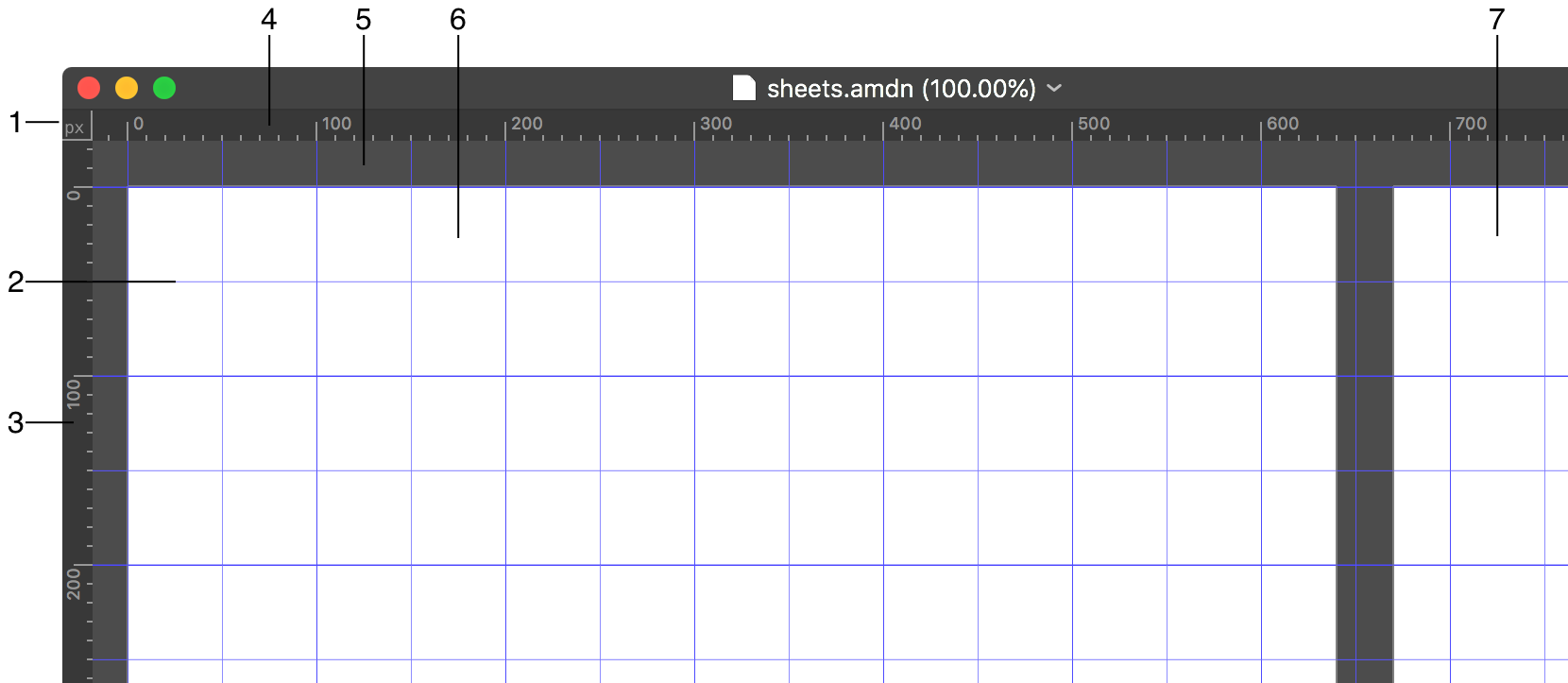 Main window showing the grid and two sheets.