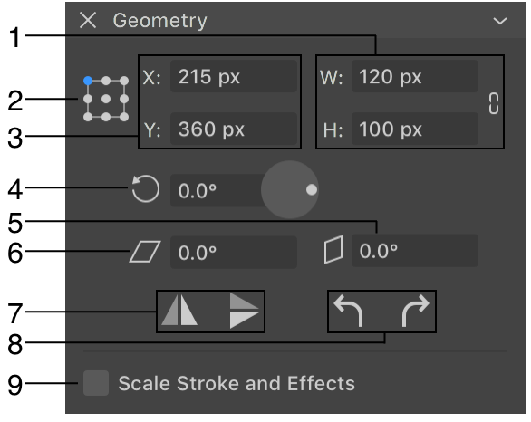 Geometry panel