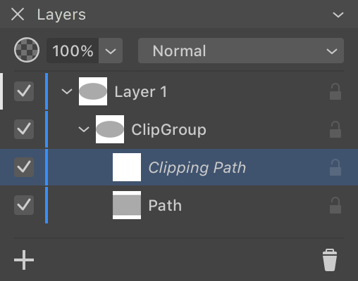 Layers panel with a Clip Group