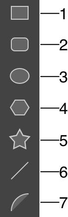 A part of the Tools panel with tool to draw lines and shapes.