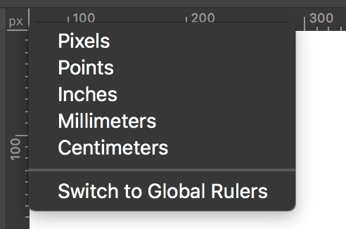 List of measurement units that can be opened by a button on rulers