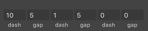 Settings for a custom dashed line pattern