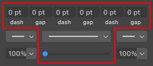 Settings for dashed lines