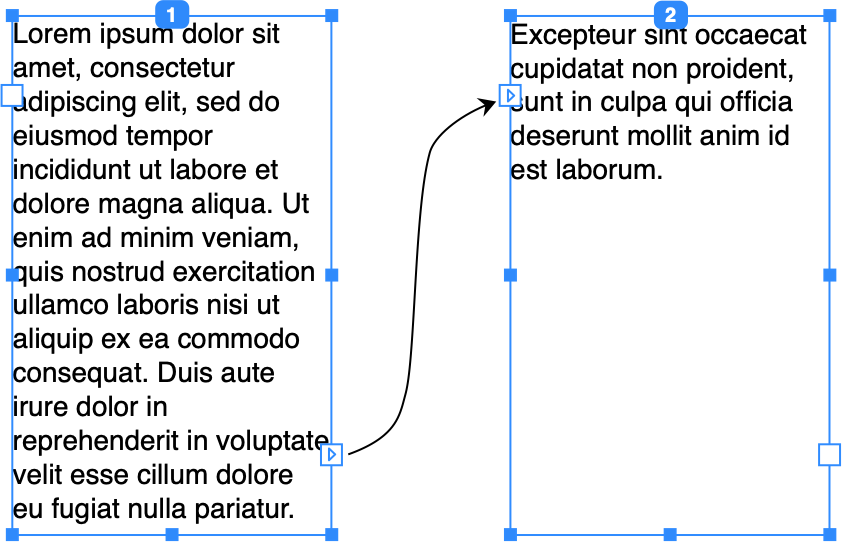 Columns of text made of linked text boxes