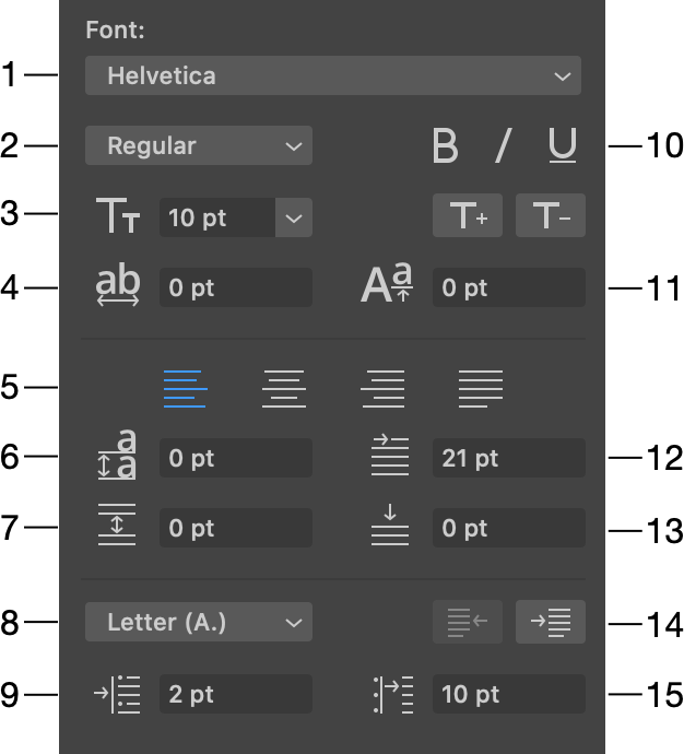 The Text Properties panel with text formatting options.