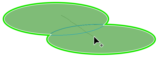 The Fusion tool highlited ovals that will be merged.